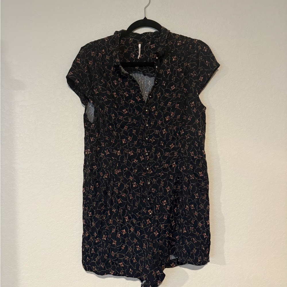 Free People Black Flutter Sleeve Jumpsuit